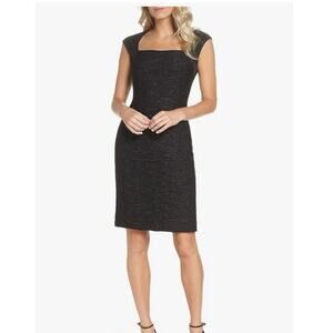 Eliza J Black Sheath Dress Black with Silver Lurex – Size 6